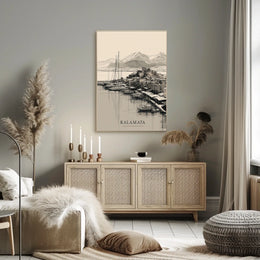 Kalamata Harbor Sketch Poster