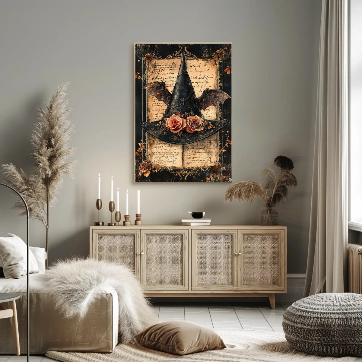 Mystical Witch Hat Halloween Scene Artistic Poster
