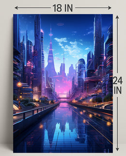 Futuristic Cityscape At Twilight Poster