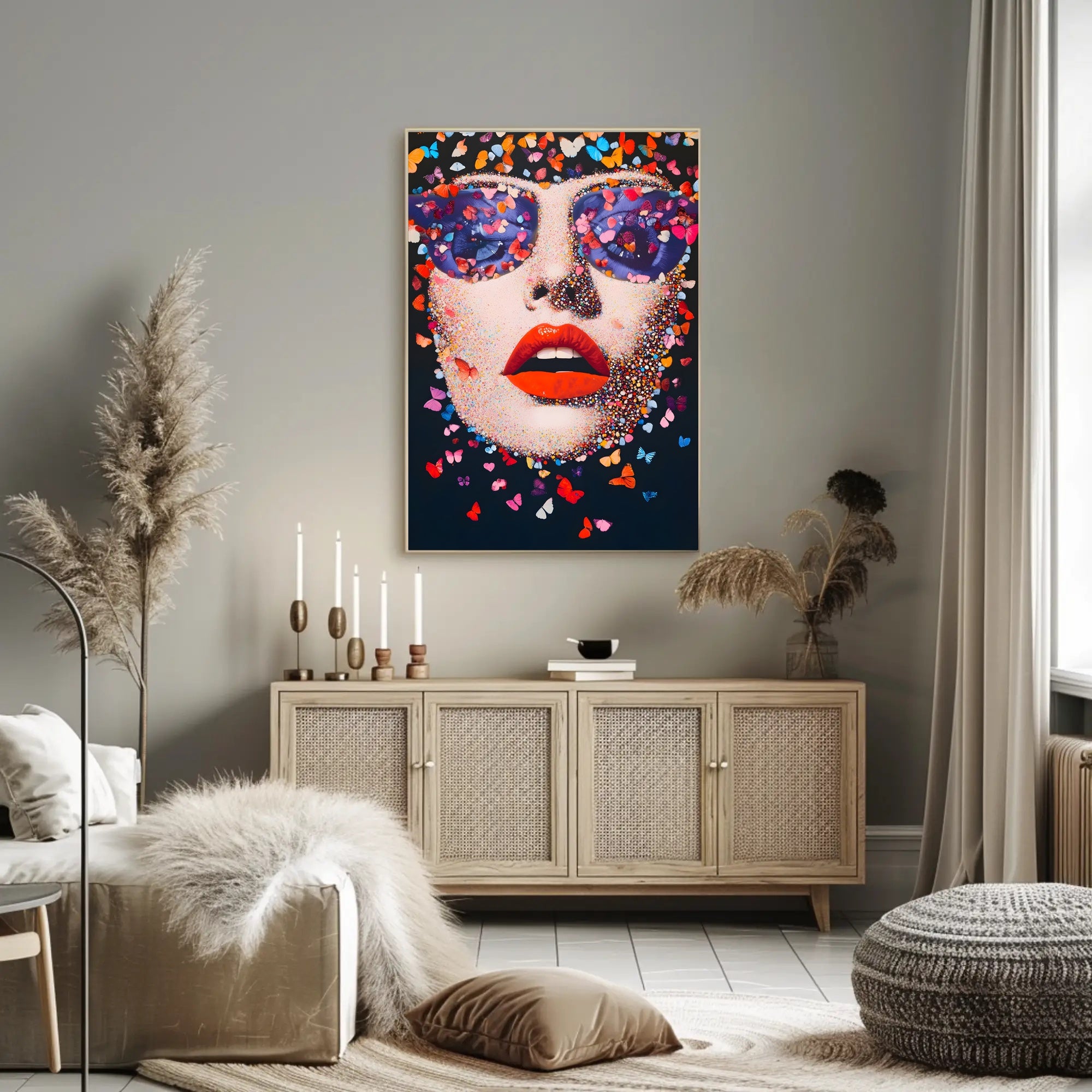 Butterfly Visage Poster Vibrant Pop Art Wall Print