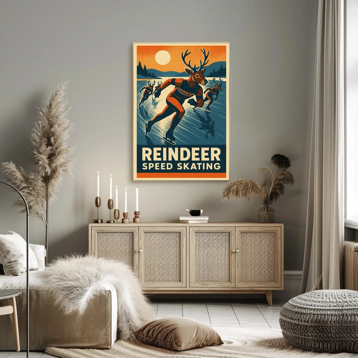 Reindeer Speed Skating Poster