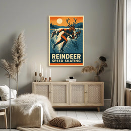 Reindeer Speed Skating Poster