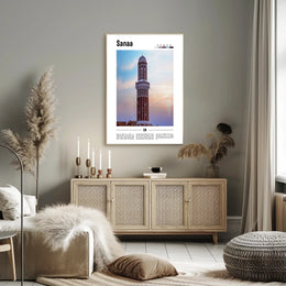 Sanaa's Historic Minaret: Cultural or Heritage Poster PosterGoat