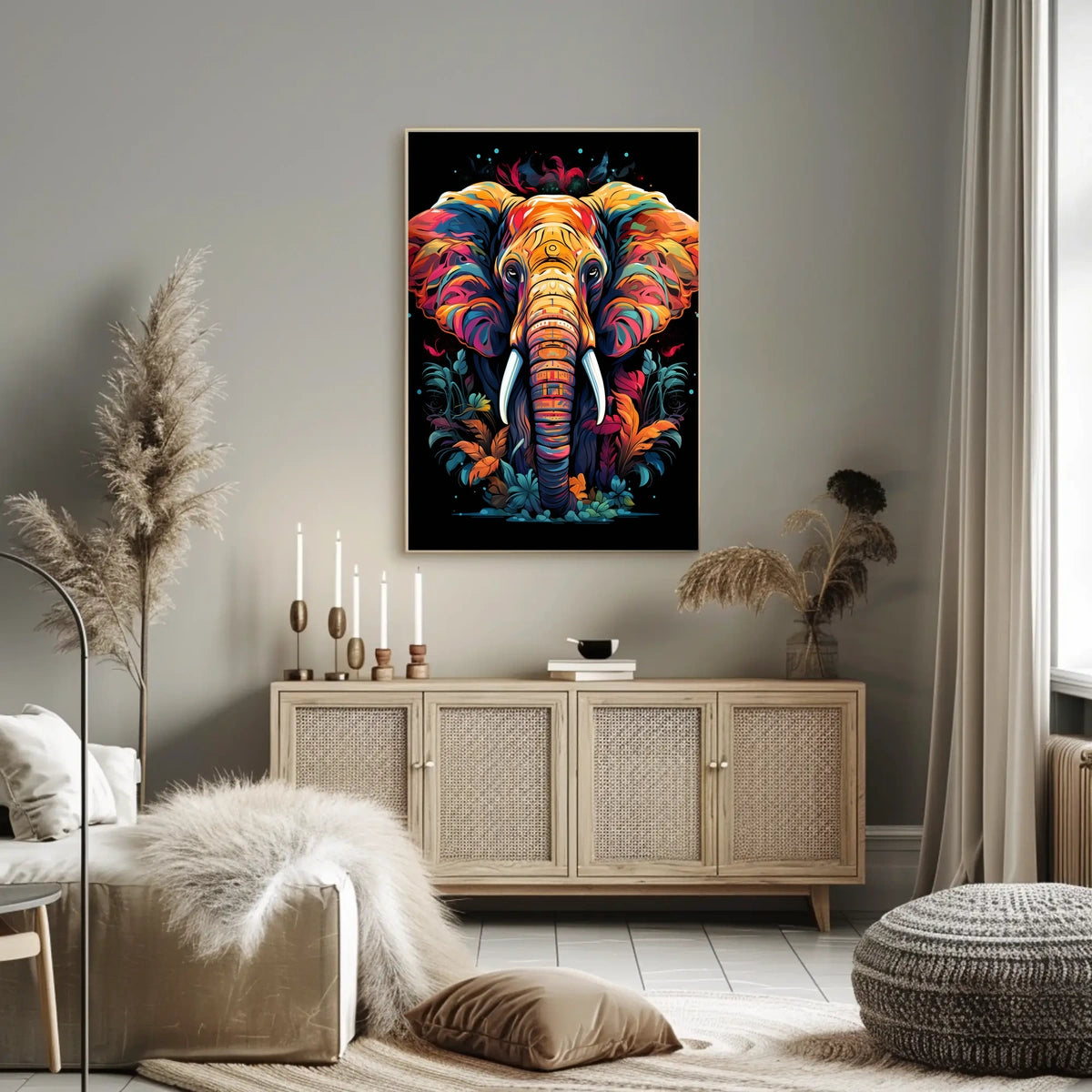 Majestic Elephant Abstract Wildlife Art Poster