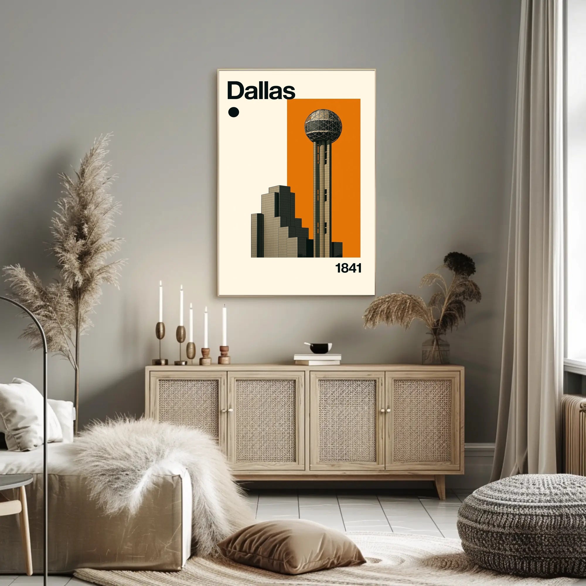 Dallas 1841 Architectural Cityscape Travel Poster