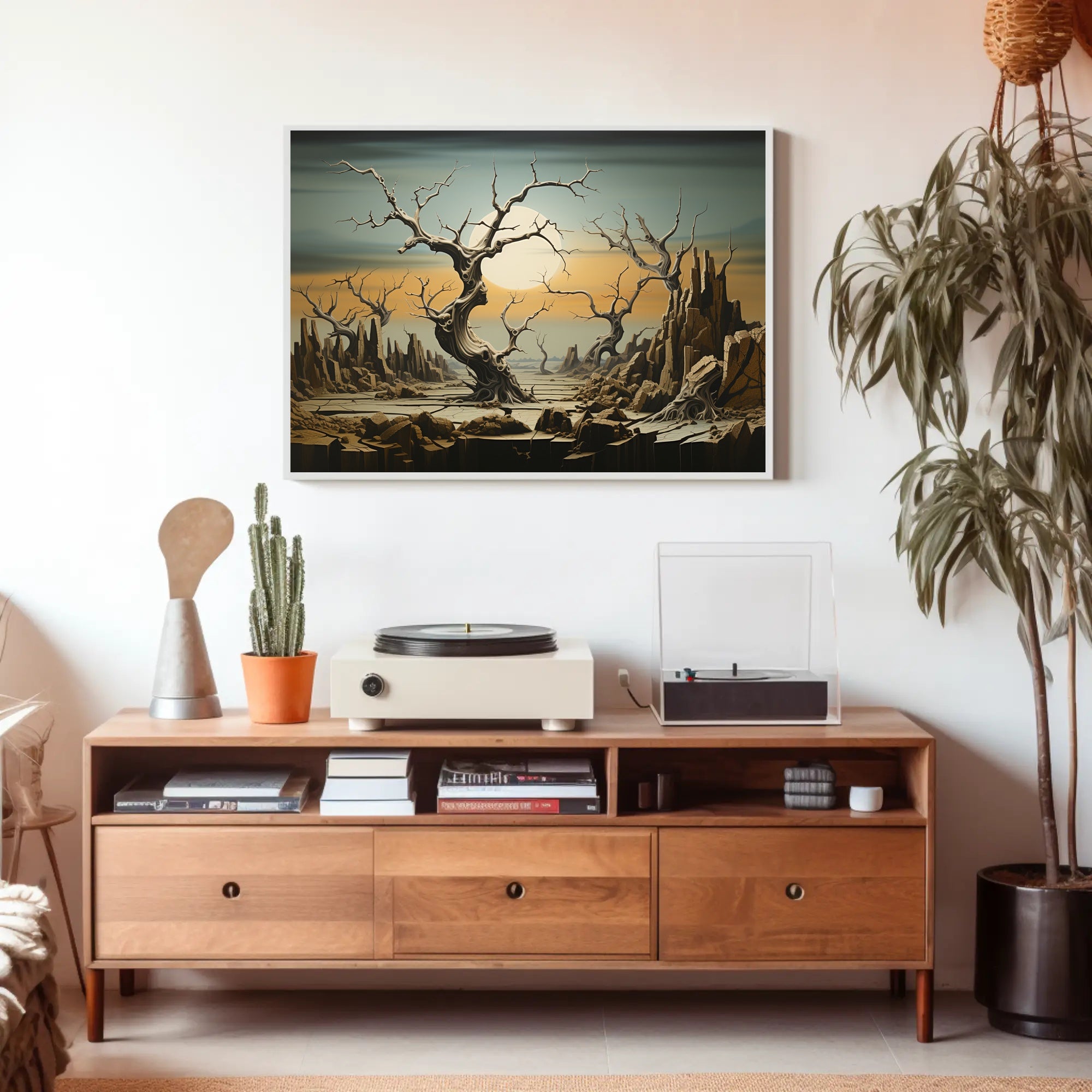 Surreal Landscape with Twisted Trees Futuristic Sci-Fi Poster