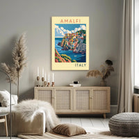Amalfi Coast Illustration Poster