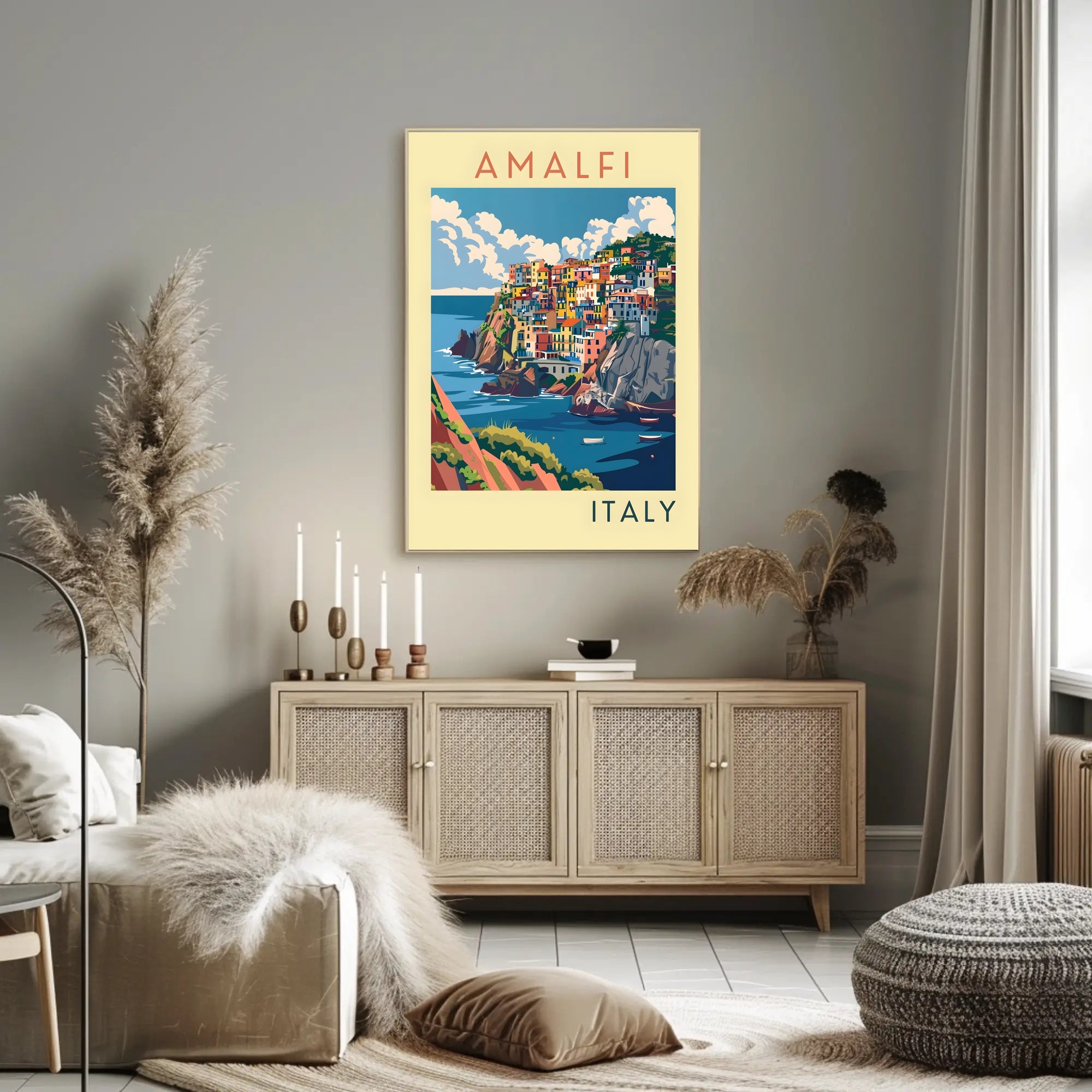 Amalfi Coast Illustration Poster