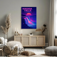 Niagara Falls Vaporwave Retro-futuristic Artistic Poster
