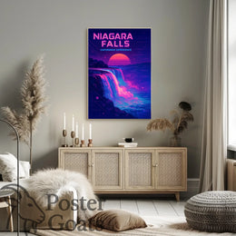 Niagara Falls Vaporwave Retro-futuristic Artistic Poster