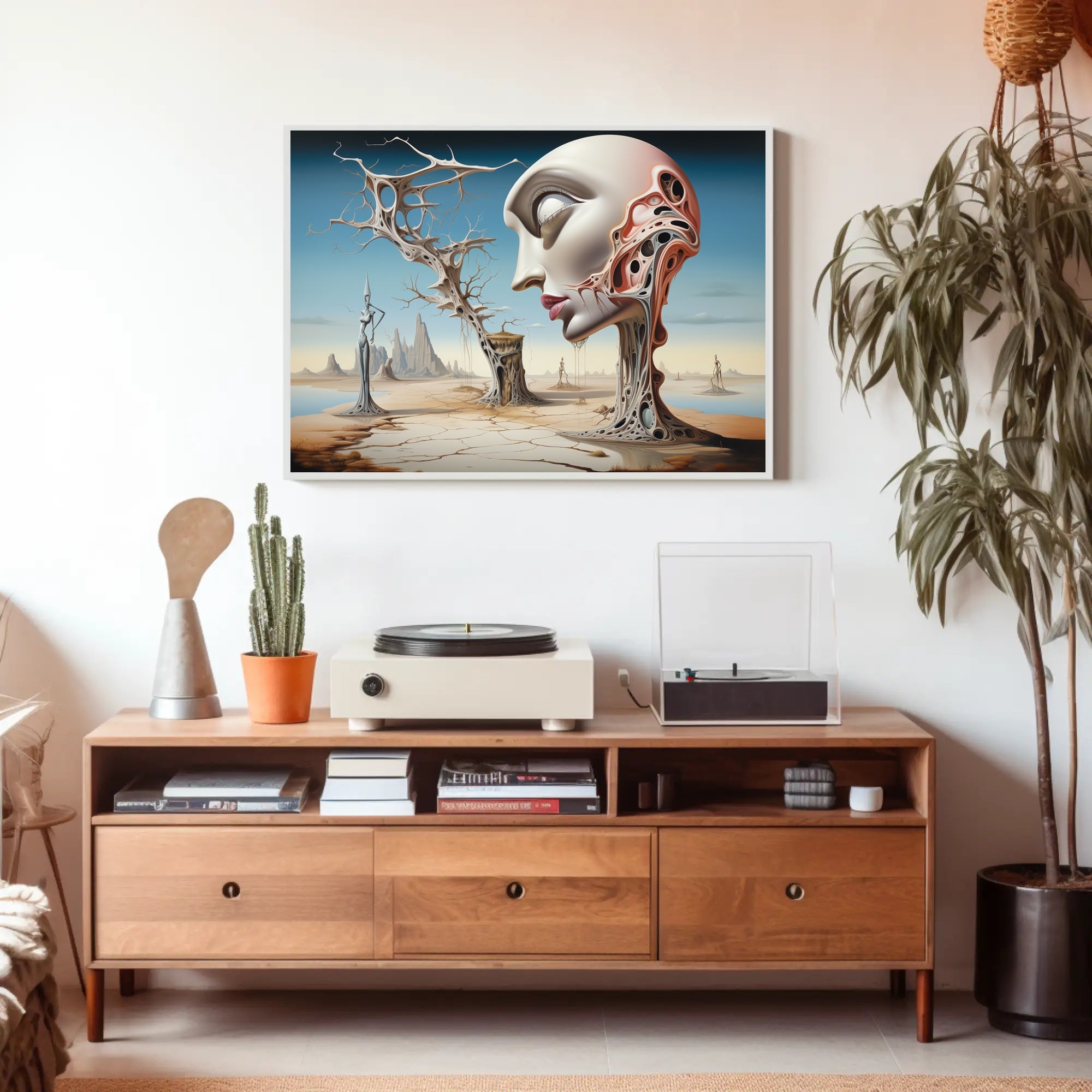 Surrealistic Landscape with Abstract Face Artistic Poster