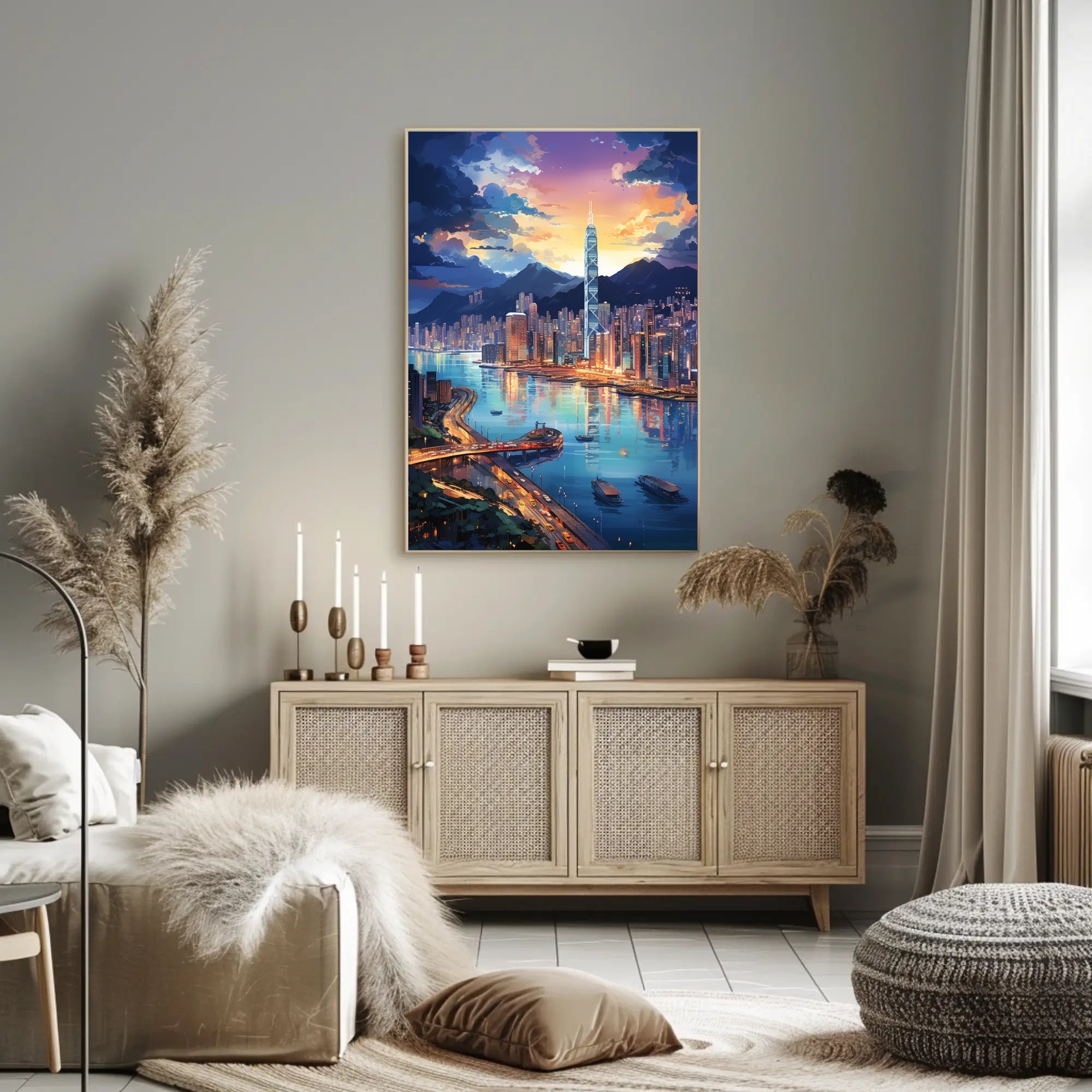 Vibrant Metropolis Skyline Art Print Travel Poster