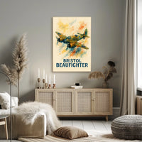 Bristol Beaufighter WWII Vintage Aviation Art Poster