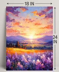Vibrant Sunset Over Fields Poster