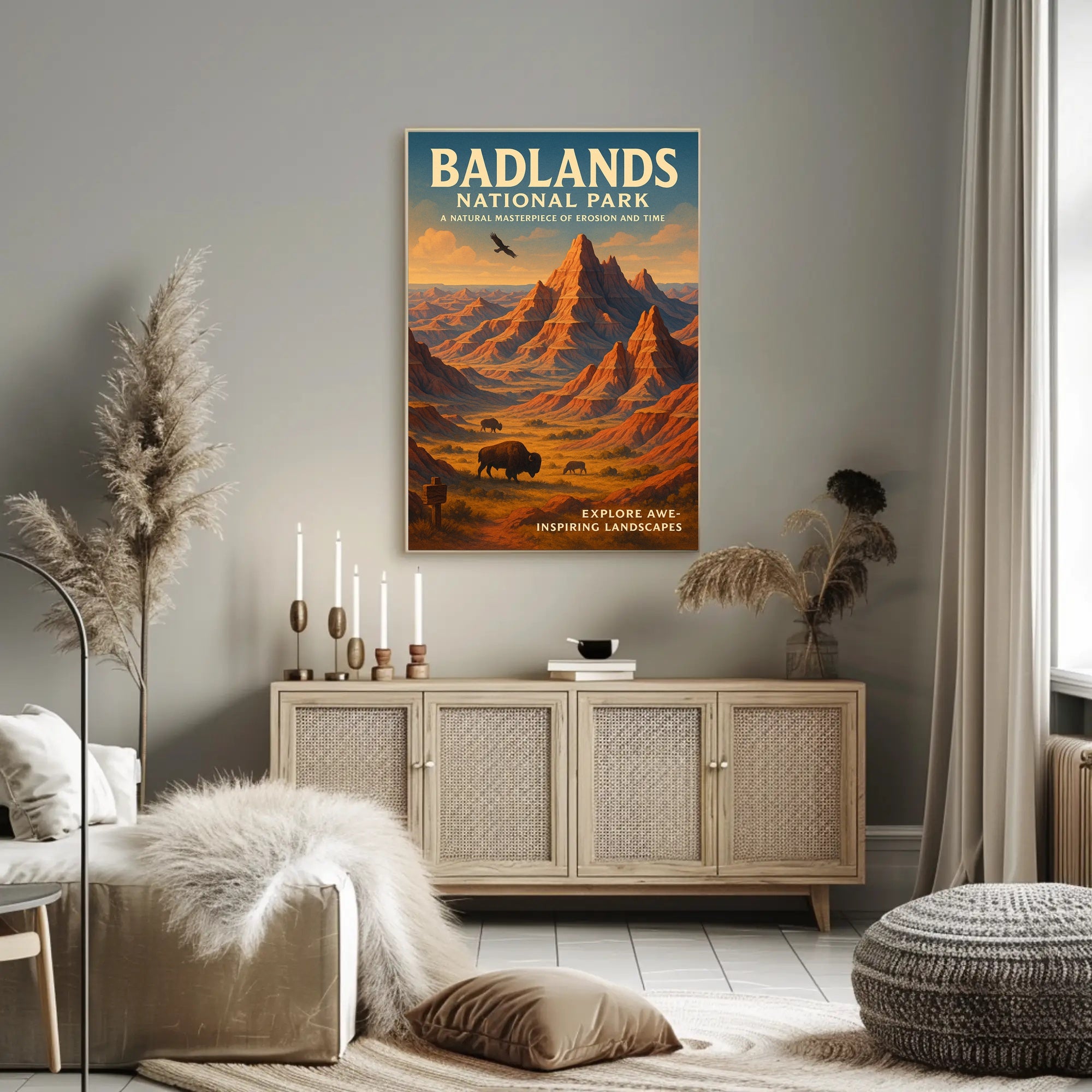Badlands National Park Scenic Poster Wall Art Print