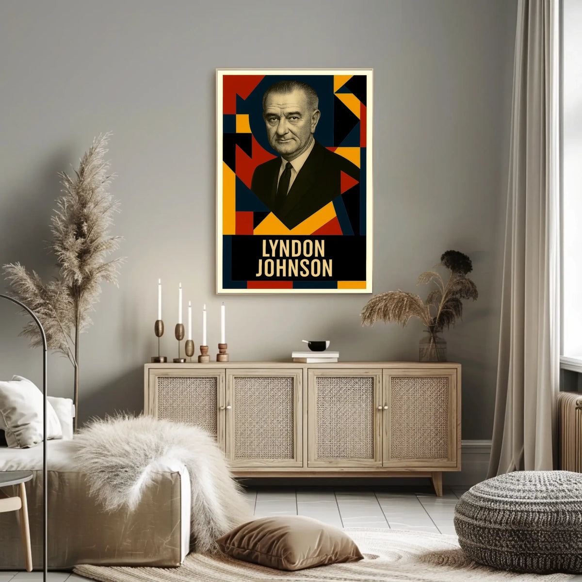 Lyndon B. Johnson 36th President of the United States Abstract Pop Poster