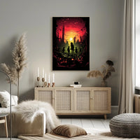 Dystopian Sunset: Rebellion in Ruins Futuristic Sci-Fi Poster