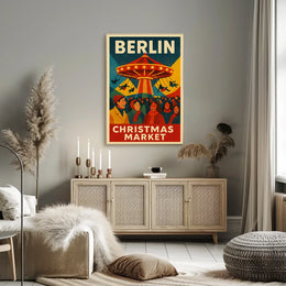 Christmas Carousel at Berlin Market Seasonal Travel Poster