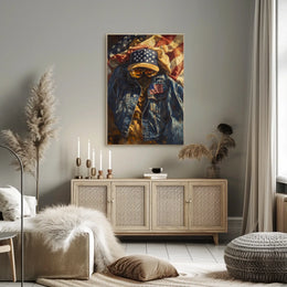 Patriotic Denim Jacket And Baseball Cap Artwork Poster