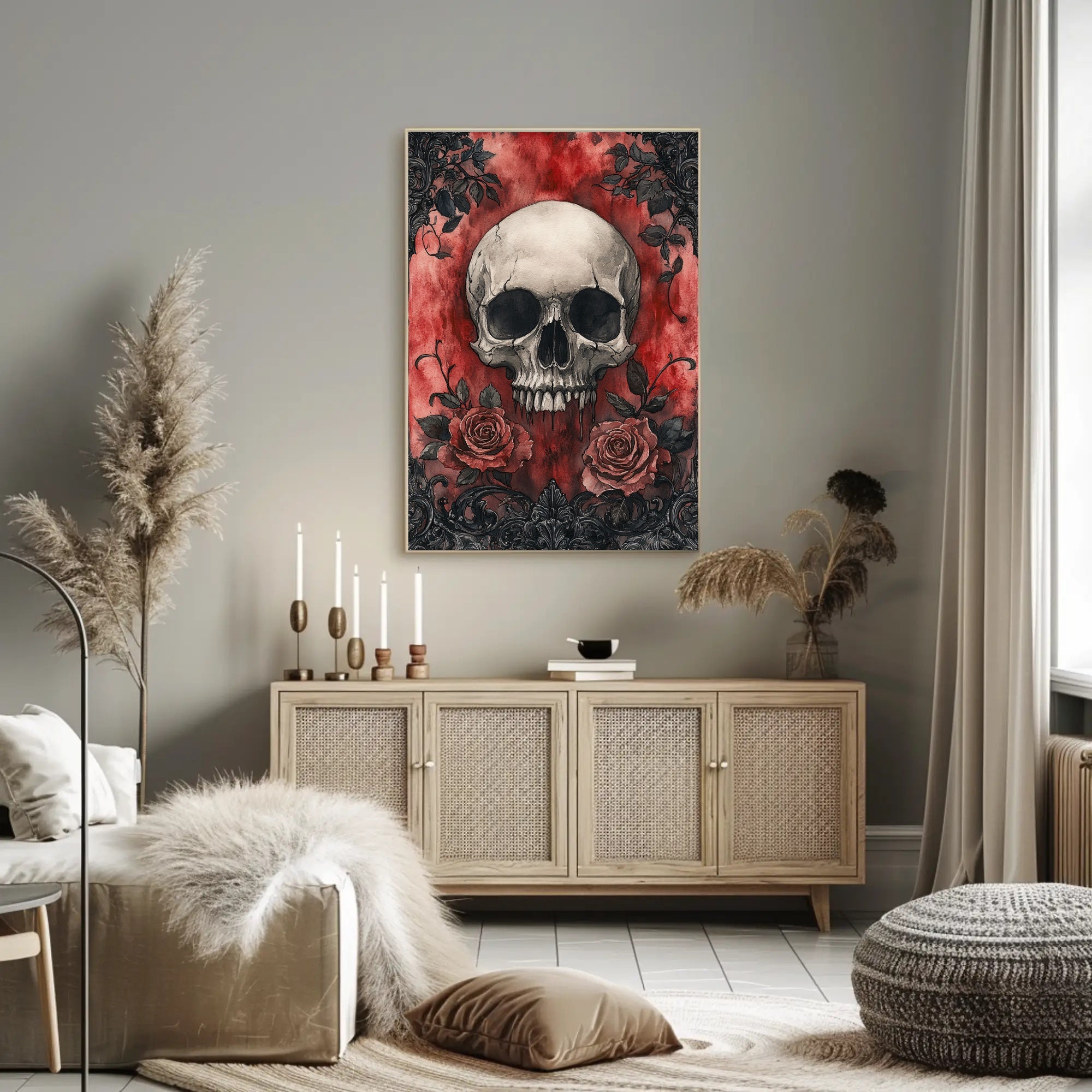 Skull And Roses Poster