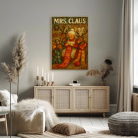 Mrs. Claus And Her Reindeer Companions Poster