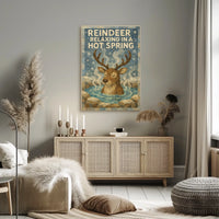 Whimsical Reindeer Hot Spring Winter Wonderland Poster