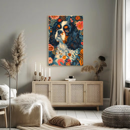 Floral Canine Portrait Wall Art Print