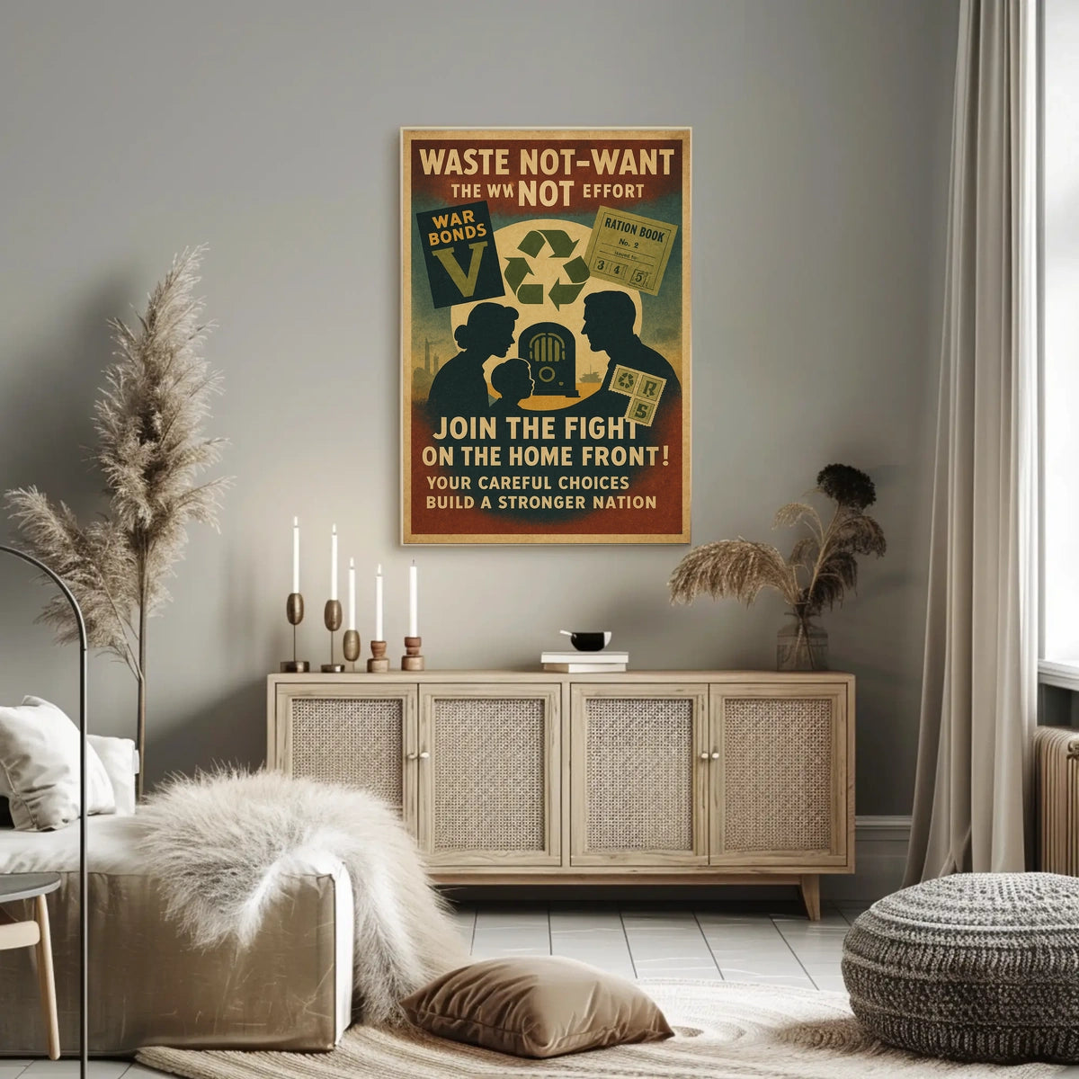 Waste Not, Want Not Home Front Effort Poster