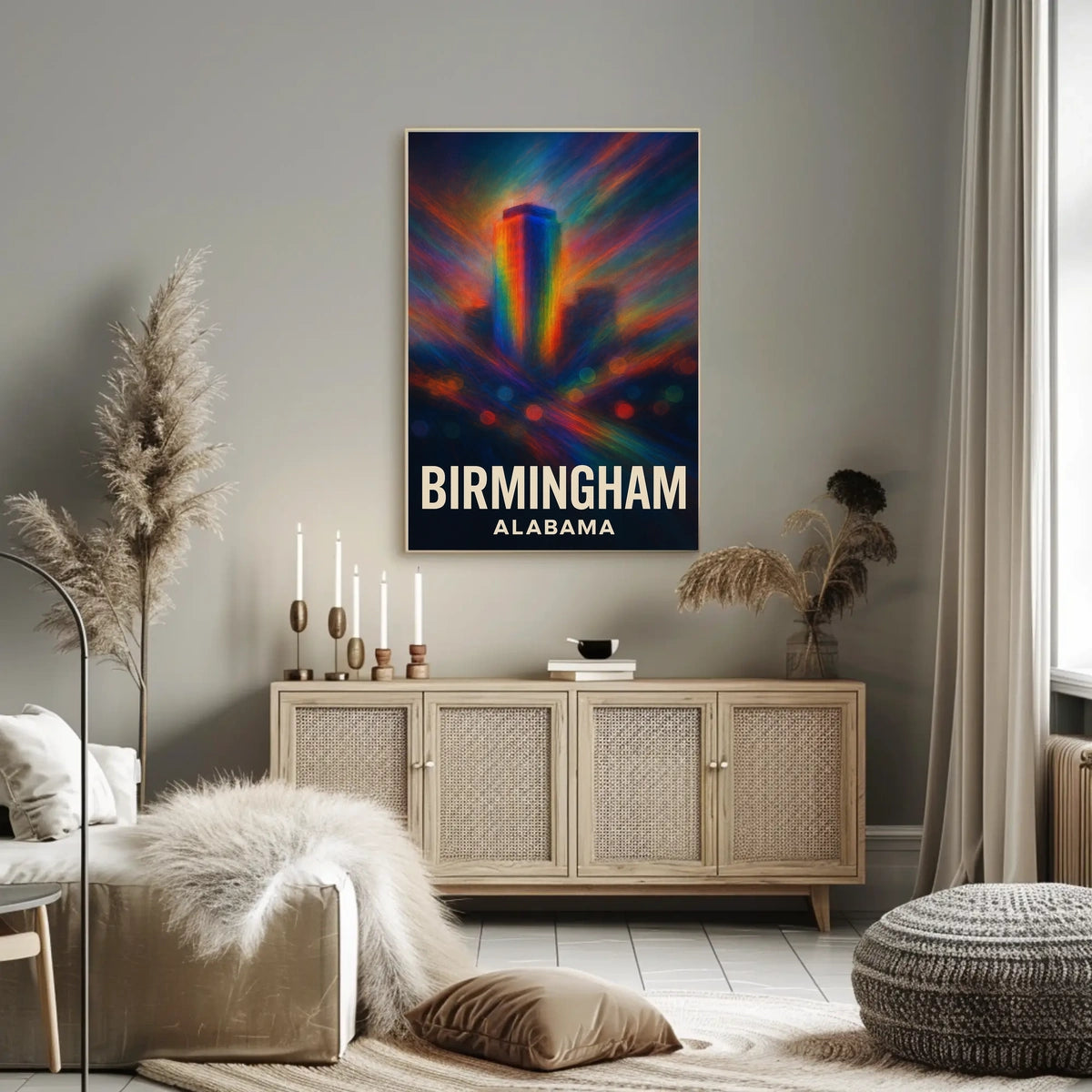Birmingham Skyline Vibrant Vision Digital Painting Urban Cityscape Travel Inspired Decor Poster