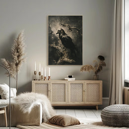 The Watchful Raven Art Print Poster for Home Decor and Nature Lovers PosterGoat