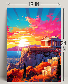 Sunset Over The Acropolis Poster