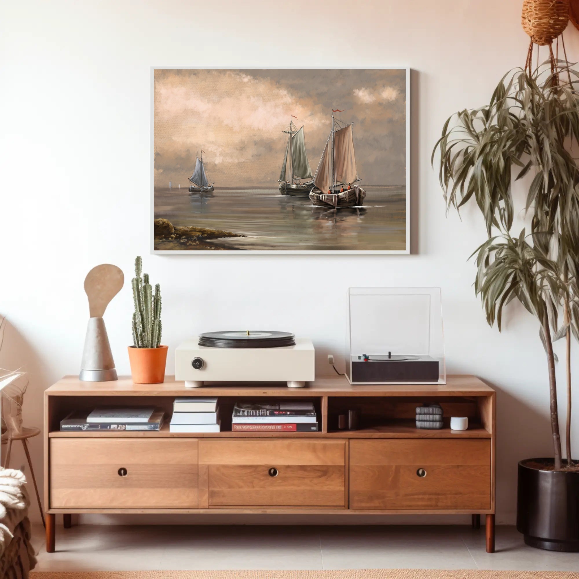 Tranquil Sailboats at Sea Poster