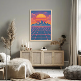 Retro-Futuristic Sunset Vaporwave Artistic Poster