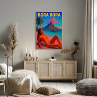 Vibrant Bora Bora Beach Scene in Travel Poster PosterGoat