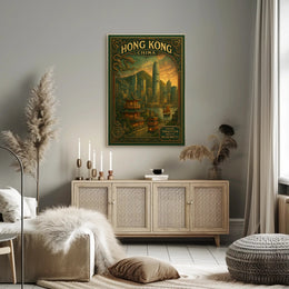 Hong Kong Tradition Meets Modern Cityscape Travel Poster