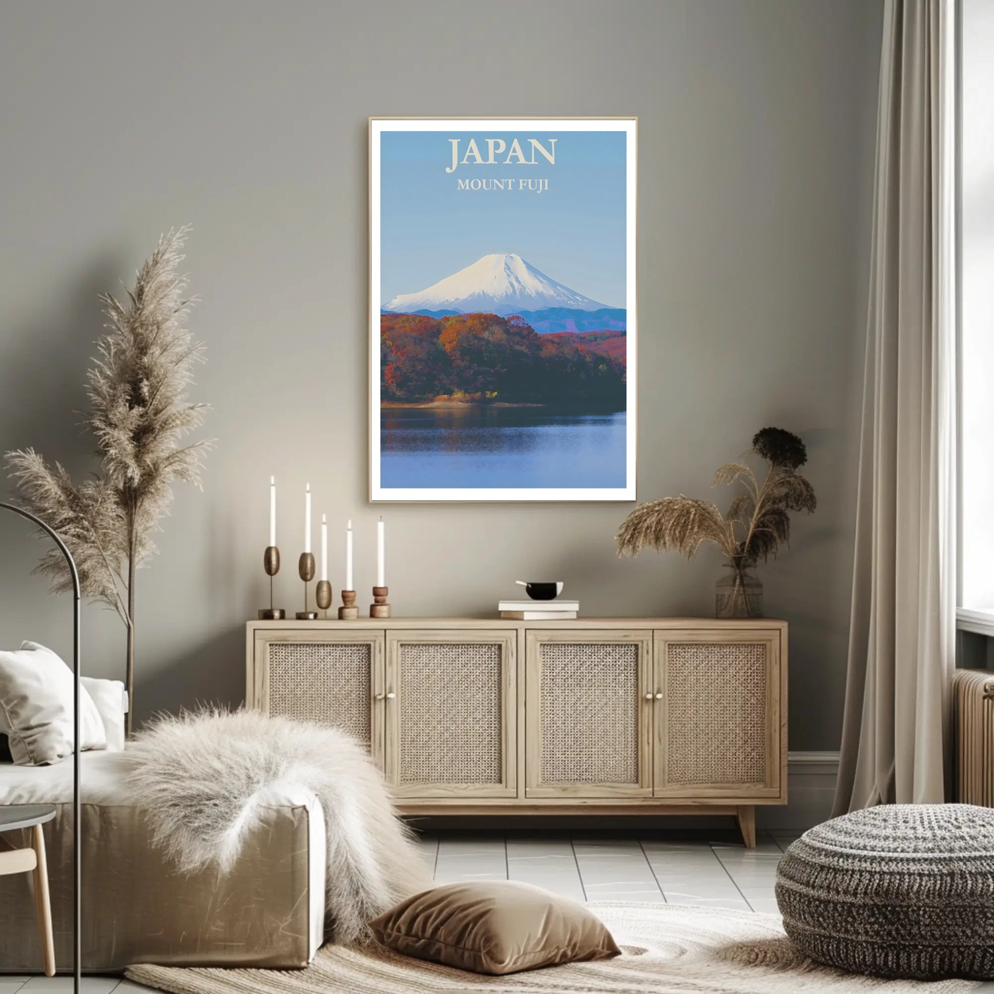 Mount Fuji Autumn Scene Cultural or Heritage Poster