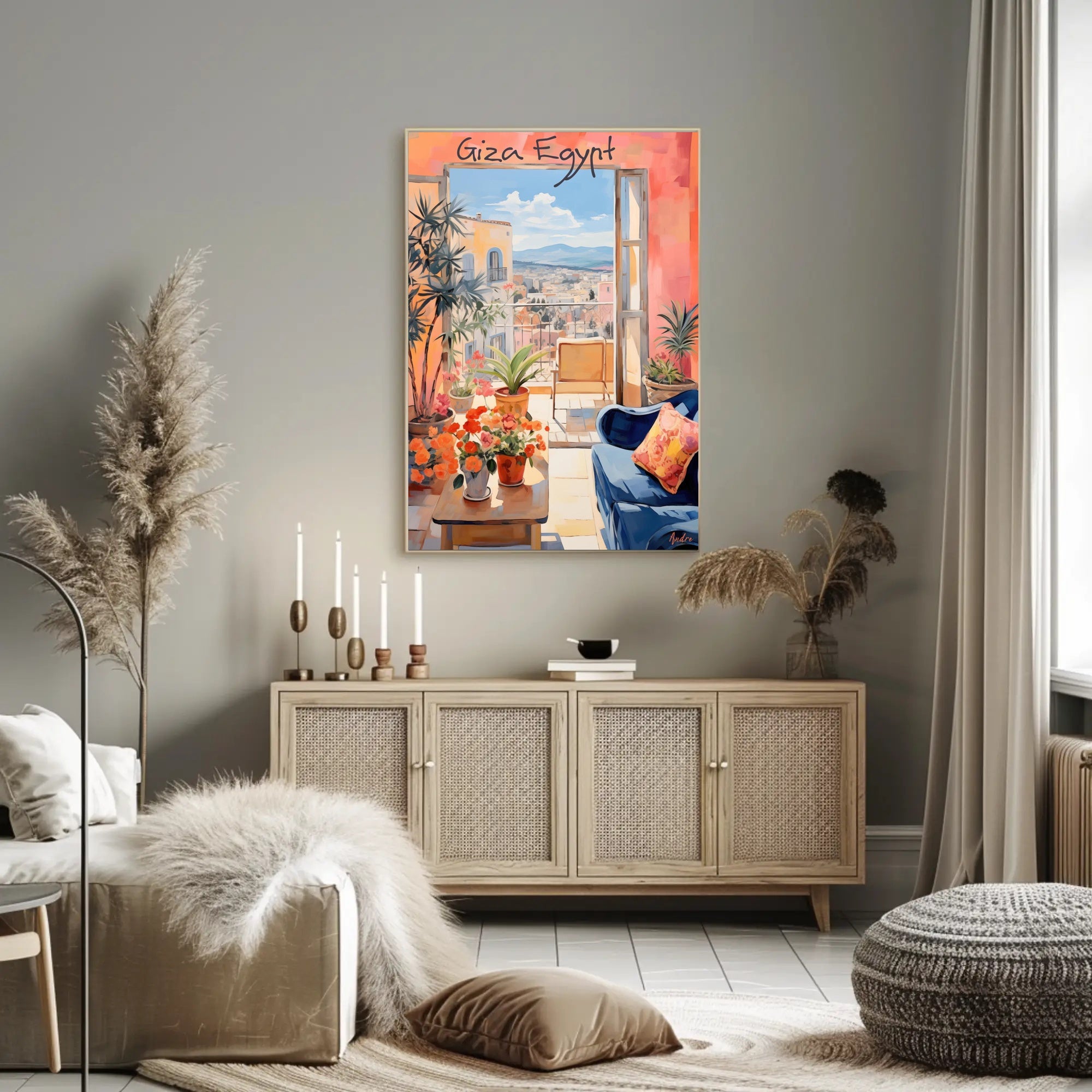 Serene Balcony in Giza Poster