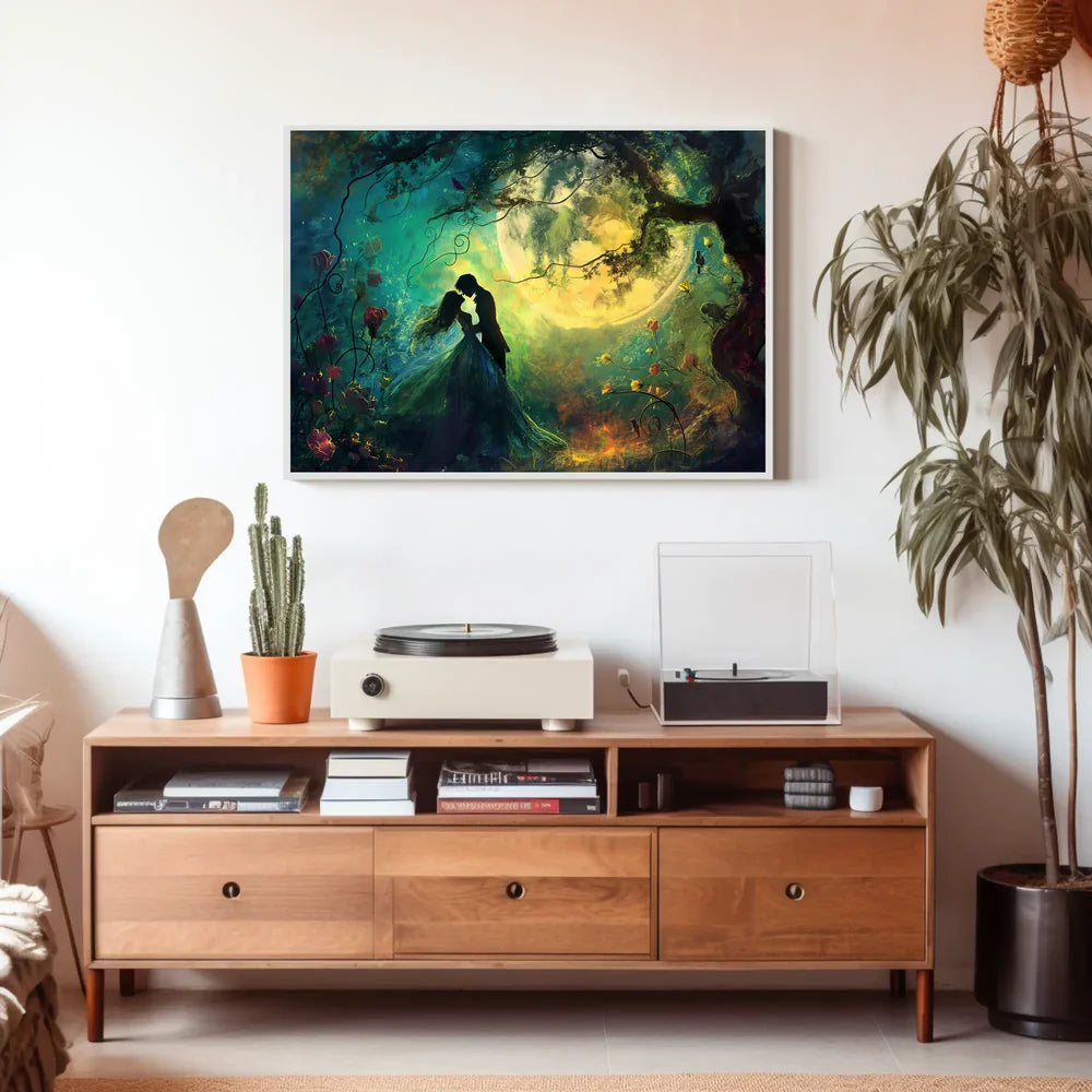 Moonlit Lovers in Enchanted Forest Poster
