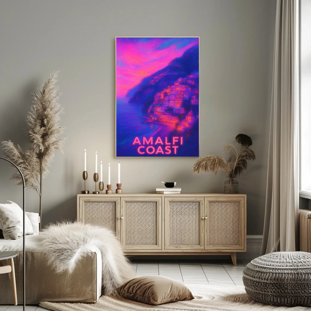 Amalfi Coast Poster Wall Art for Coastal Decor 18x24