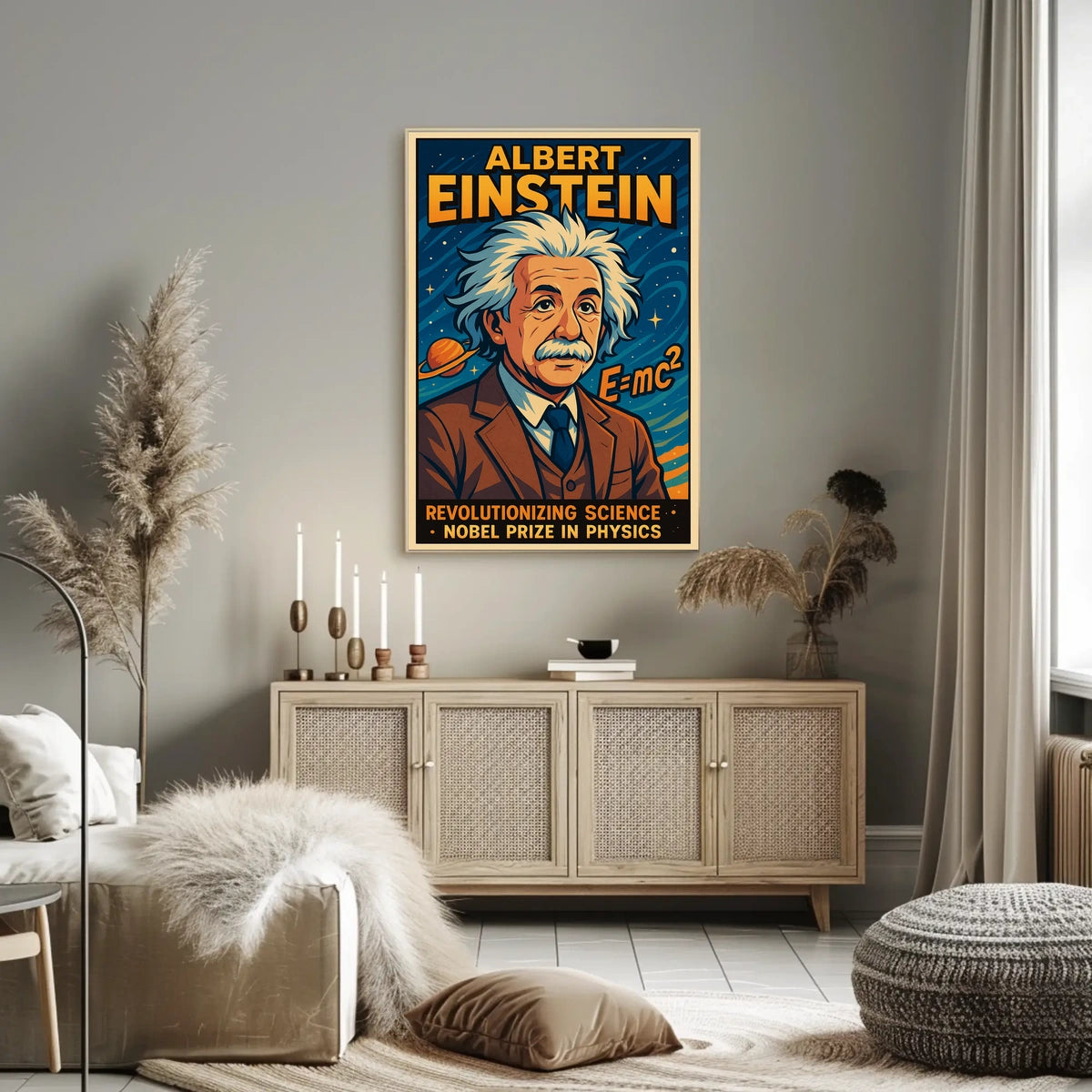 Einstein Revolutionary Science Vintage Scenic Wall Art Poster Inspiring Curiosity Science Lovers Poster