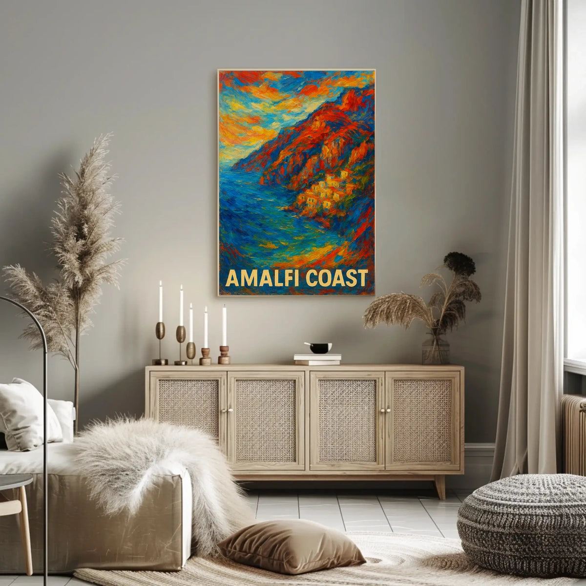 Amalfi Coast Vibrant Landscape Poster Wall Art 18x24