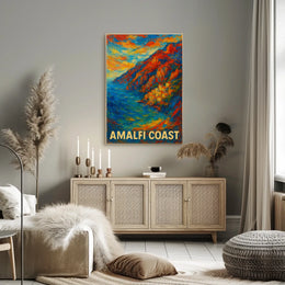 Amalfi Coast Vibrant Landscape Poster Wall Art 18x24