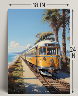 Coastal Train Journey Poster