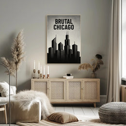 Bold Black-and-White Chicago Skyline Urban or Cityscape Poster