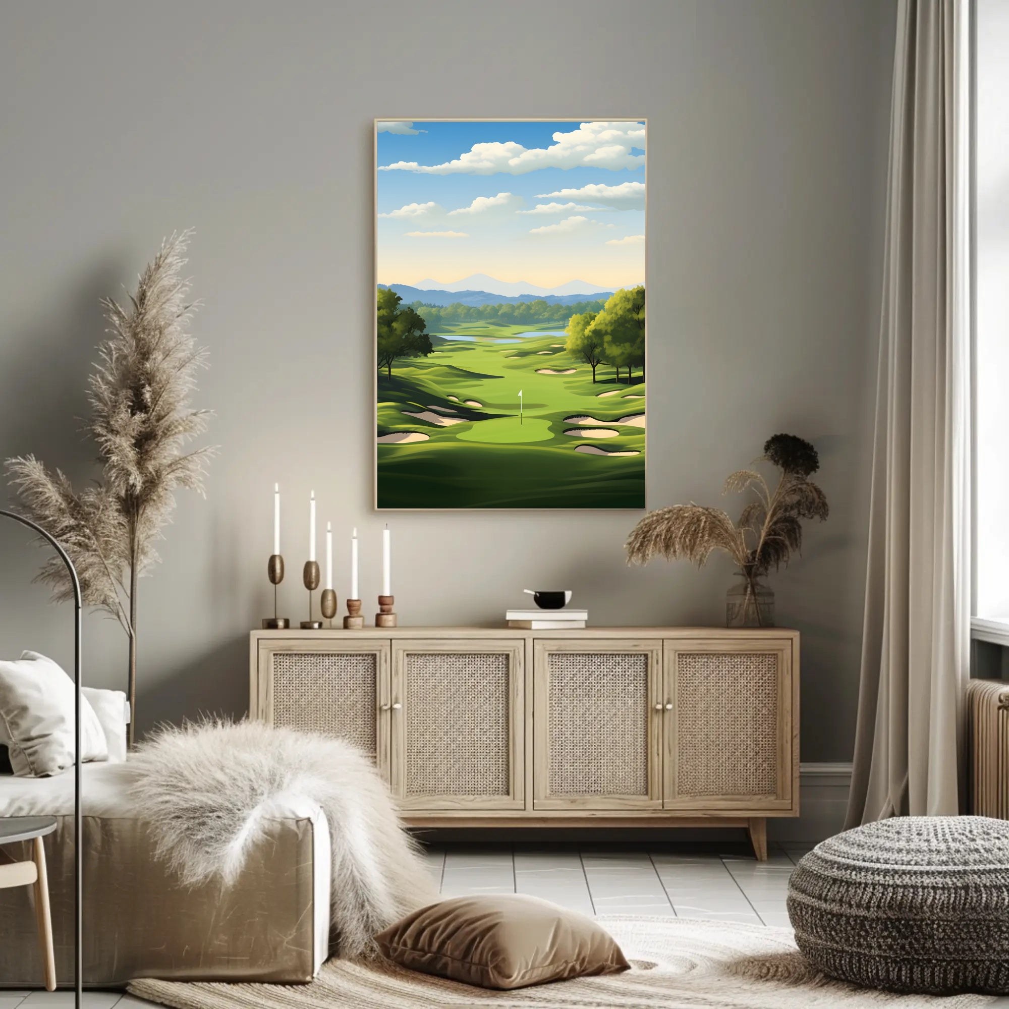 Serene Golf Course Scene Illustrative Sports Poster