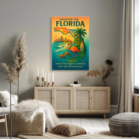 Florida Vacation Illustration Tropical Nature Poster
