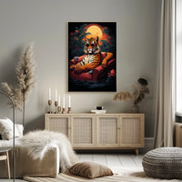 Tiger Lounges in Armchair Tropical Jungle Animal Poster