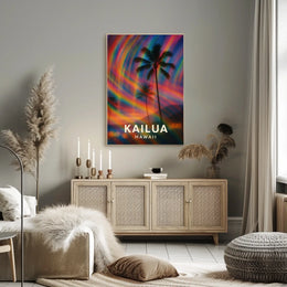 Tropical Kailua Palm Tree Abstract Art Poster
