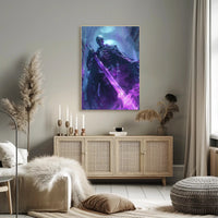 Skeletal Reaper Wields Glowing Sword in Fantasy Mythology Poster PosterGoat