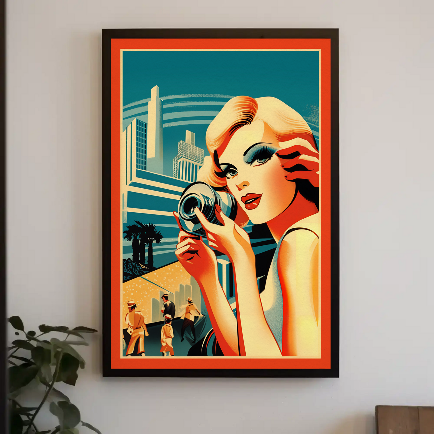 Glamorous Retro Woman With Camera Travel Poster